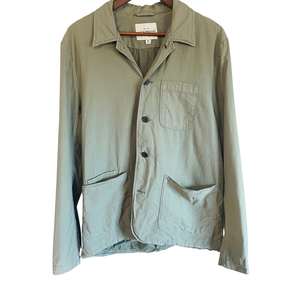Lucky Brand Mens Lightweight Utility Chore Jacket M Green Military Grunge